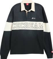 ICECREAM Ginger Stripe Cotton Polo Sweatshirt