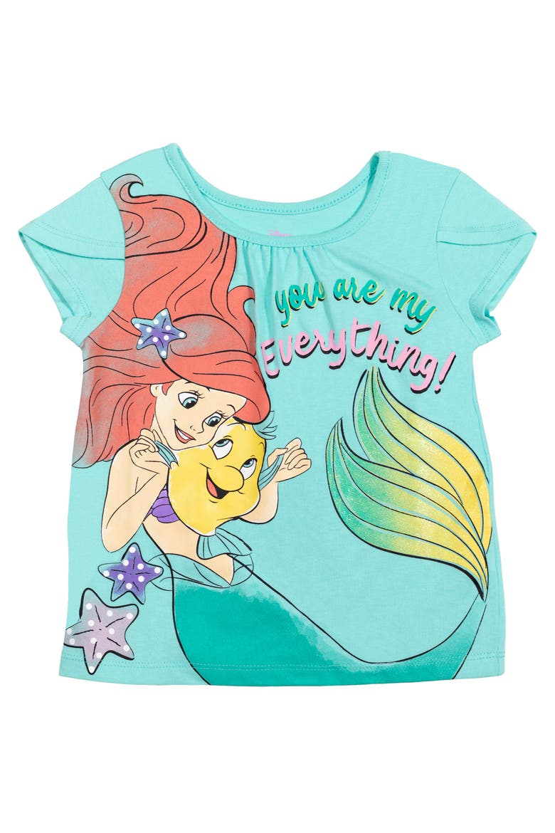 Frozen T-Shirt and Tutu Skirt Set with Scrunchie, Alternate, color, Aqua Ariel Flounder