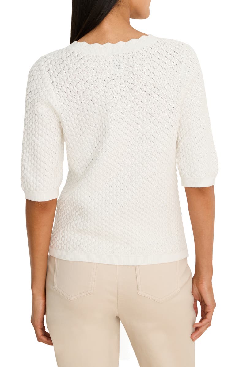NIC+ZOE Scallop Textured Sweater, Alternate, color, Paper White