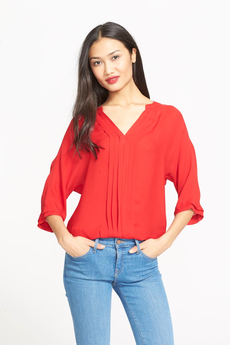 'Marru' Semi-Sheer Silk Blouse, Alternate, color, DEEP GARNET