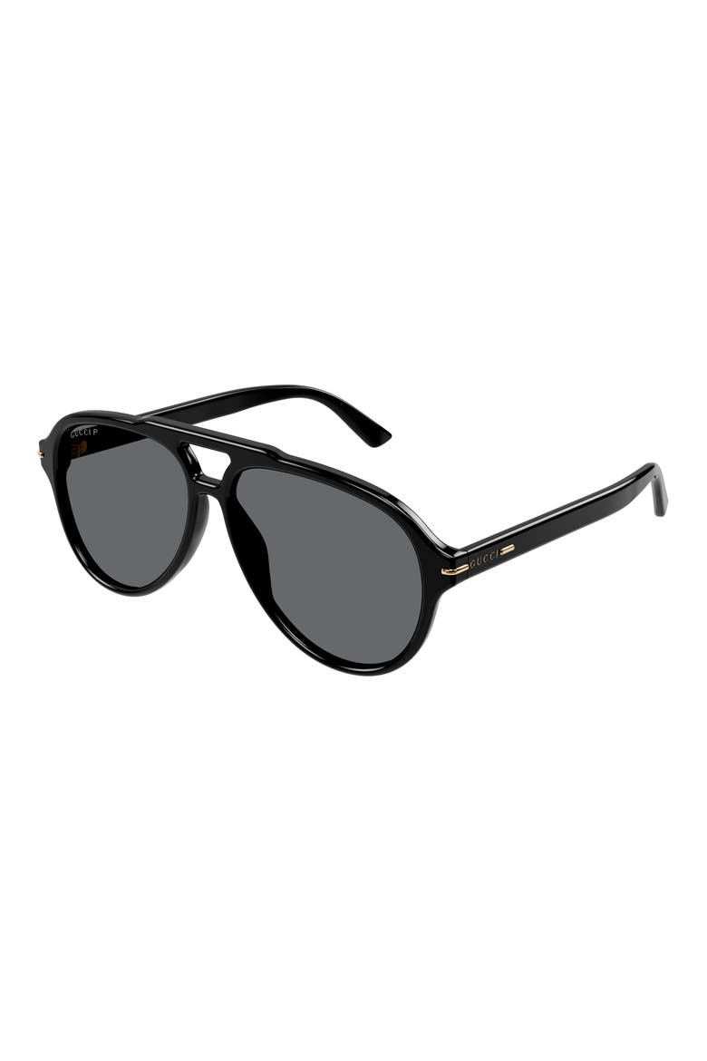 58mm Aviator Sunglasses, Alternate, color, BLACK