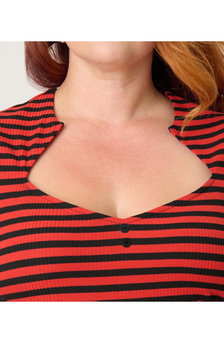 Unique Vintage Plus Size Pentagon Collar Knit Top, Alternate, color, Orange