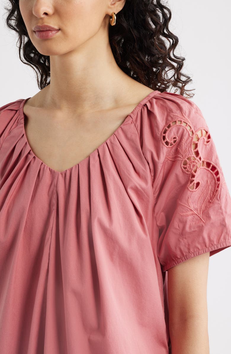 Nordstrom Schiffly Cutwork Embroidery Minidress, Alternate, color, Pink Clay