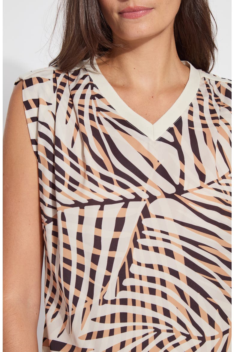 Aura Rib V-Neck Tank Top, Alternate, color, POOL SIDE PALM