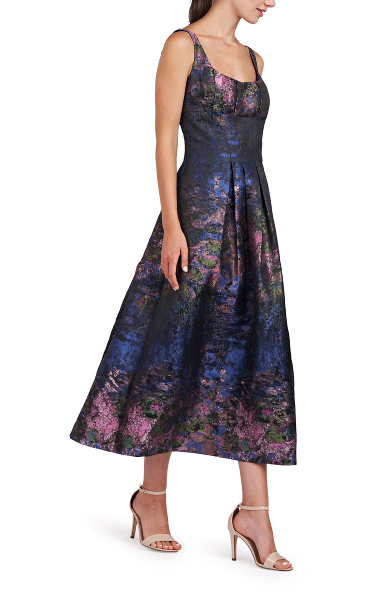 Kay Unger June Floral Jacquard Cocktail Midi Dress, Alternate, color,