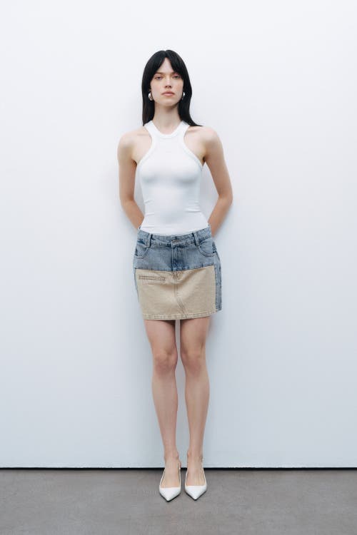 NOCTURNE NOCTURNE WASHED MINI DENIM SKIRT