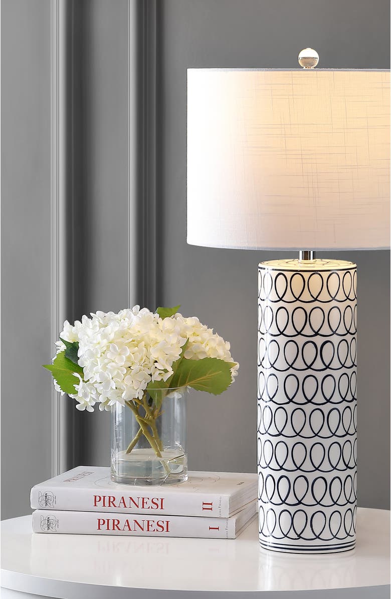 JONATHAN Y Loop 28.75" Ceramic Modern Column LED Table Lamp, Blue/White, Alternate, color, White/Blue