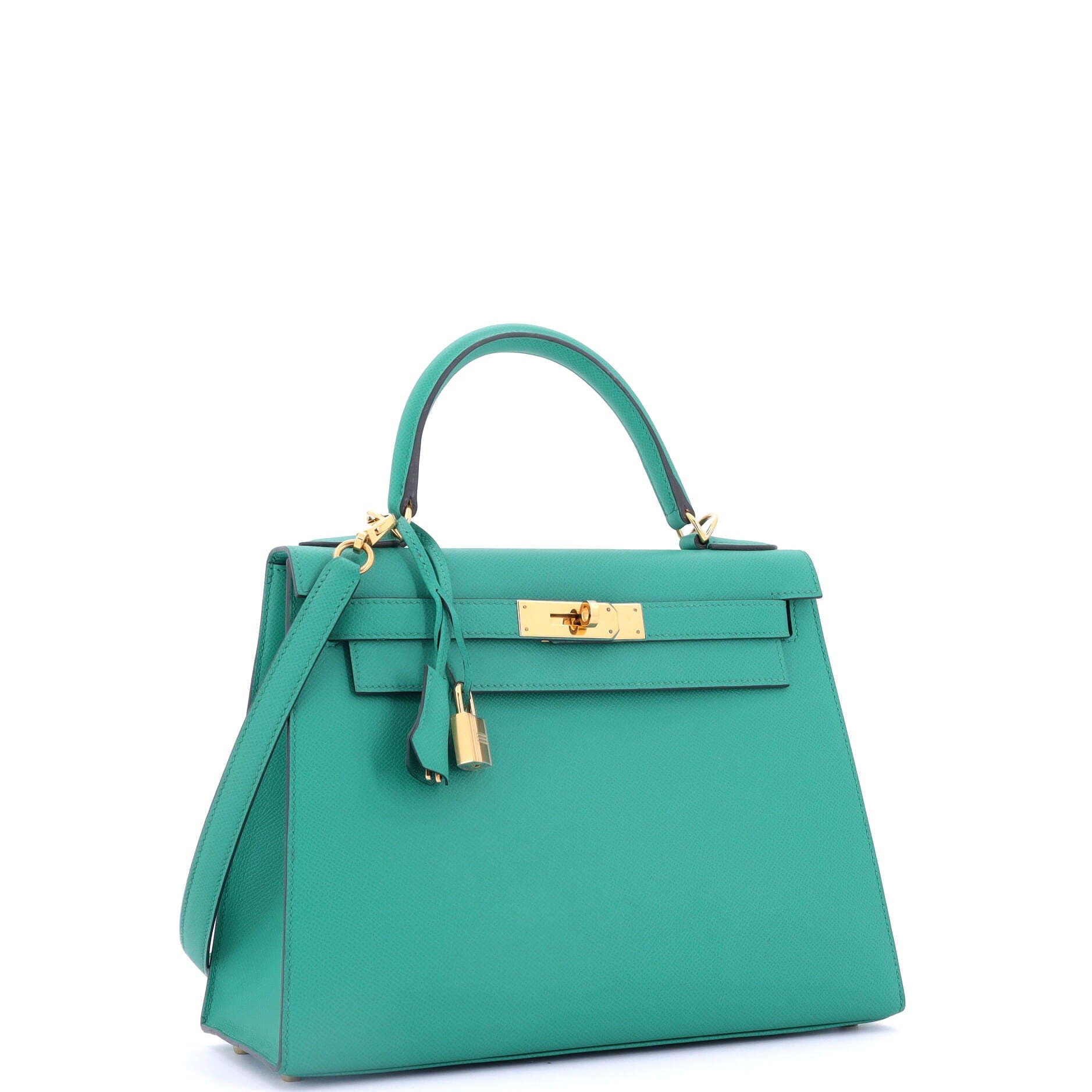 Pre-Owned Hermes Kelly Handbag Green Epsom with Gold Hardware 28, Alternate, color, Vert Verone