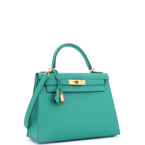 Pre-owned Hermes Hermes Kelly Handbag Green Epsom With Gold Hardware 28 In Green
