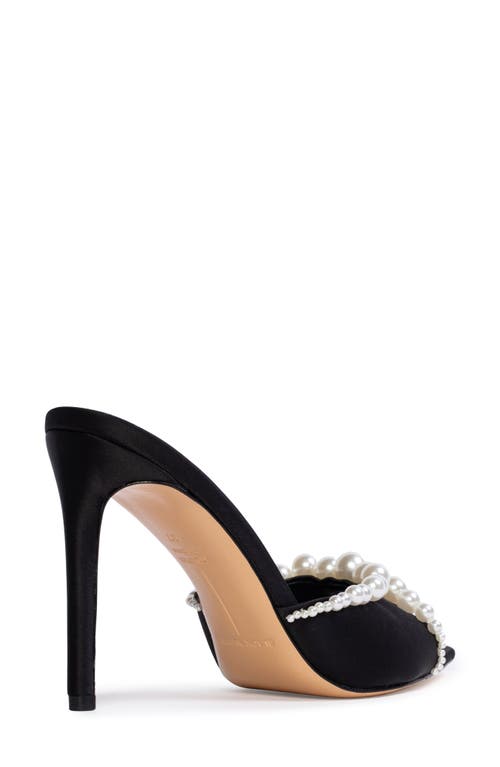 Black Suede Studio Gigi Pointed Toe Slide Sandal In Black Satin