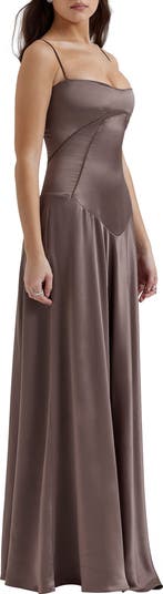 Anabella Lace-Up Satin Gown