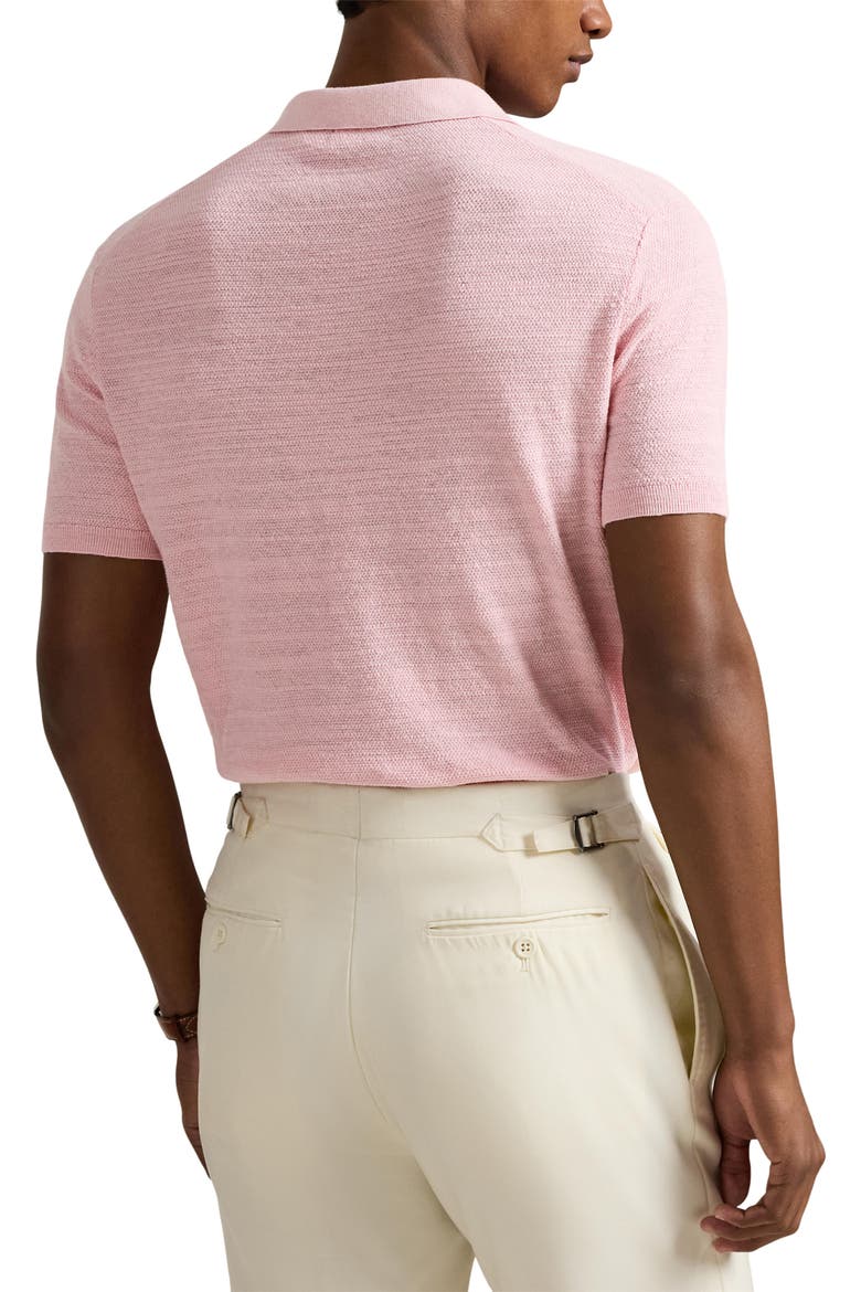 Textured Seed Stitch Cotton & Linen Polo, Alternate, color, CARMEL PINK/ DECKWASH WHITE