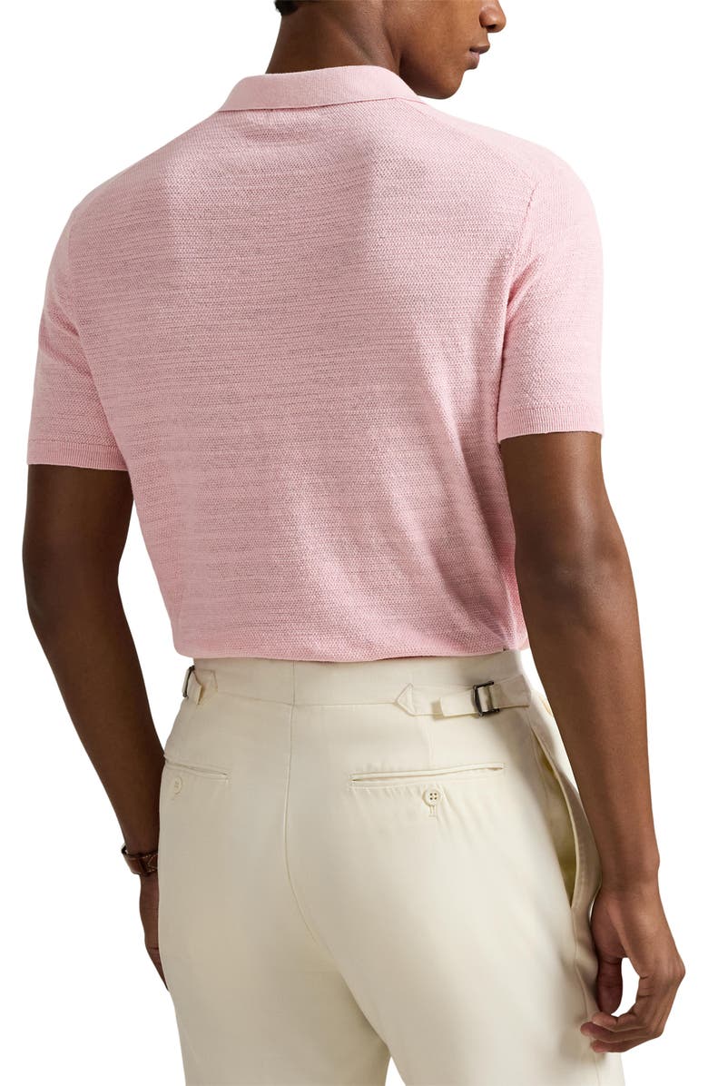 Polo Ralph Lauren Textured Seed Stitch Cotton & Linen Polo, Alternate, color, Carmel Pink/ Deckwash White