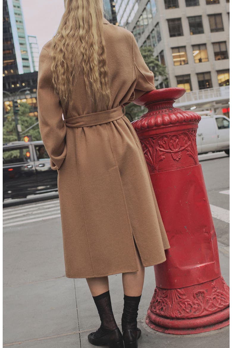 Belted Handmade Wool Blend Coat, Alternate, color, MEDIUM BROWN
