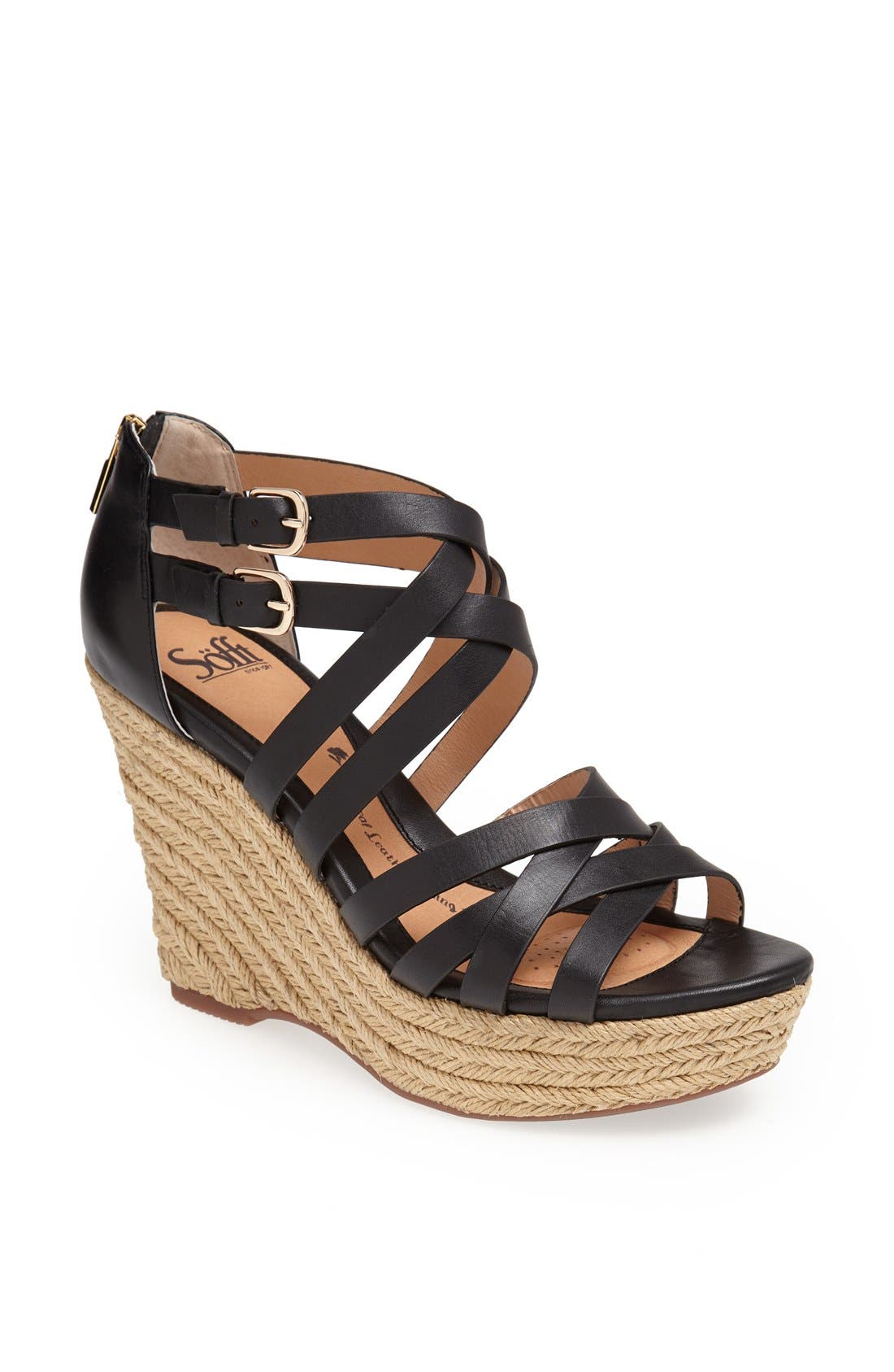 'Priti' Wedge Sandal, Main, color, BLACK