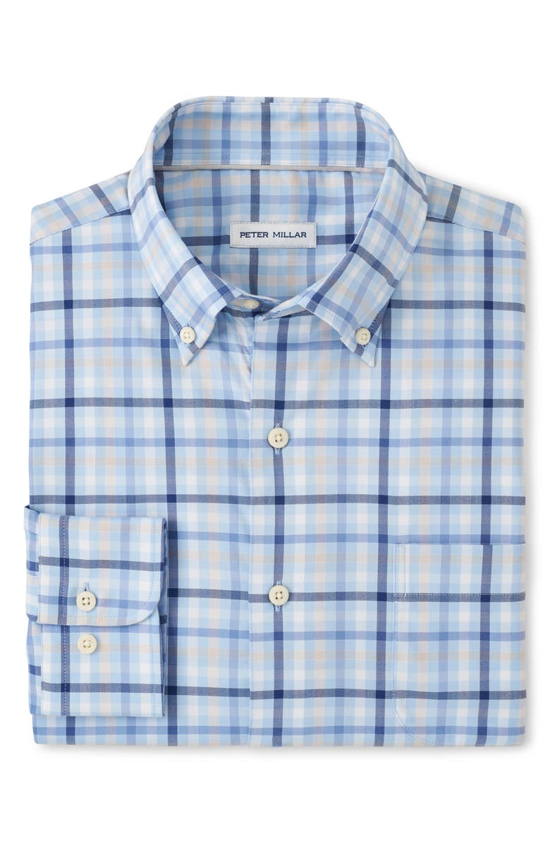 Peter Millar Chambly Crown Lite Check Performance Button-Down Shirt, Alternate, color, Morning Blue