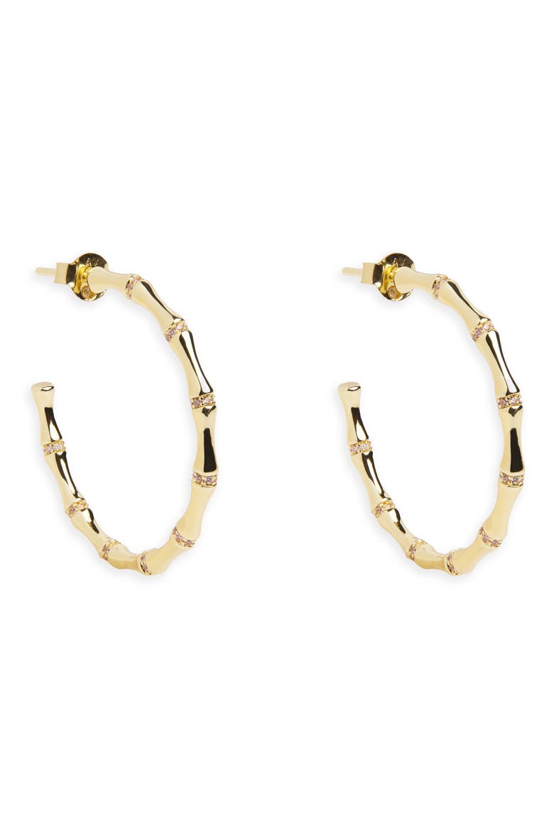 Bamboo Hoop Earrings, Main, color, GOLD