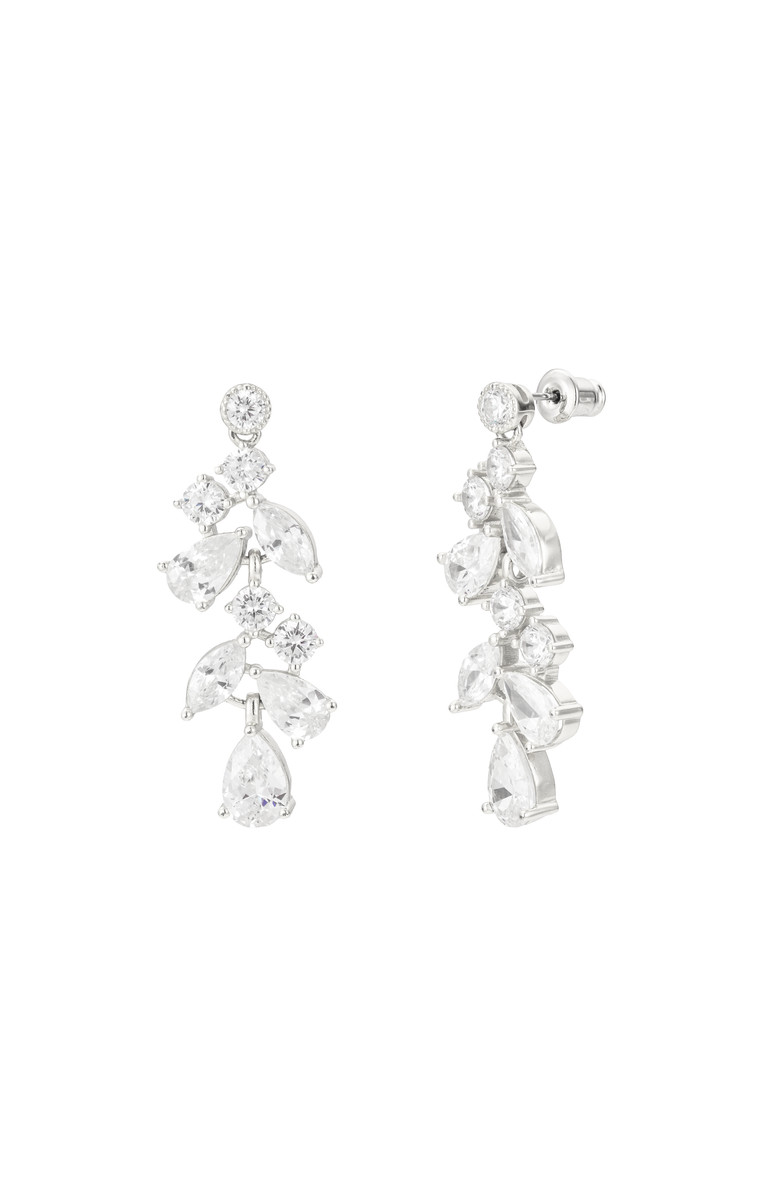 Untamed Petals Cami Crystal Drop Earrings, Main, color, Silver