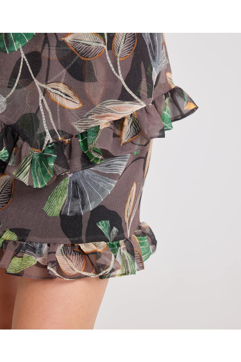 Nina Sheer Ruffle Skirt, Alternate, color, Green Leaves