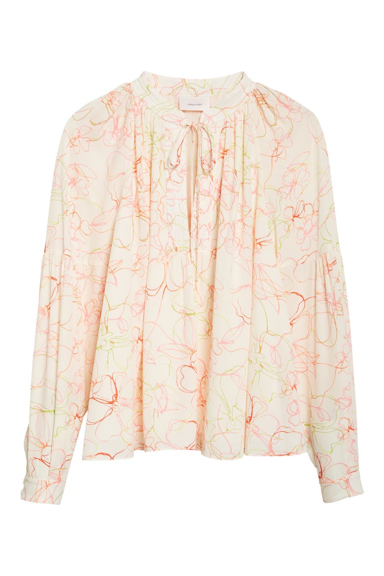 Malva Floral Split Neck Top, Alternate, color, CREAM MULTI