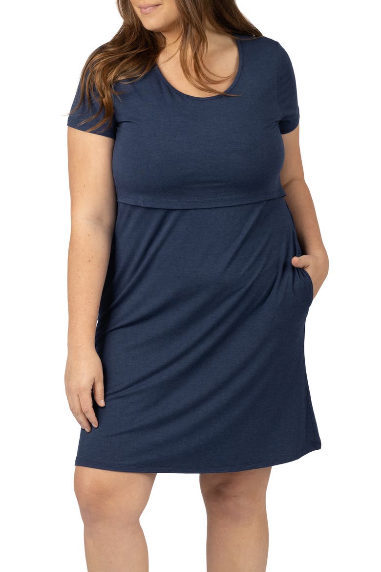 Eleanora Maternity & Nursing Dress, Alternate, color, NAVY