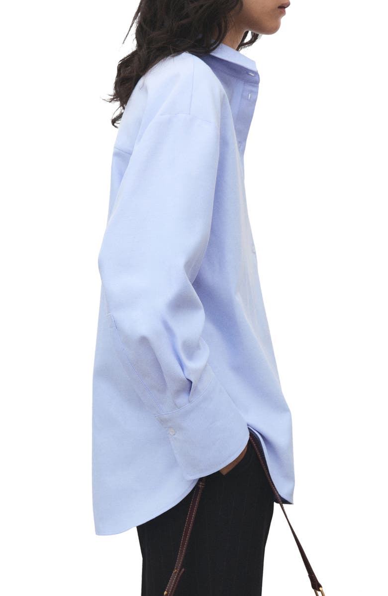 MANGO Oversize Button-Up Shirt, Alternate, color, Sky Blue