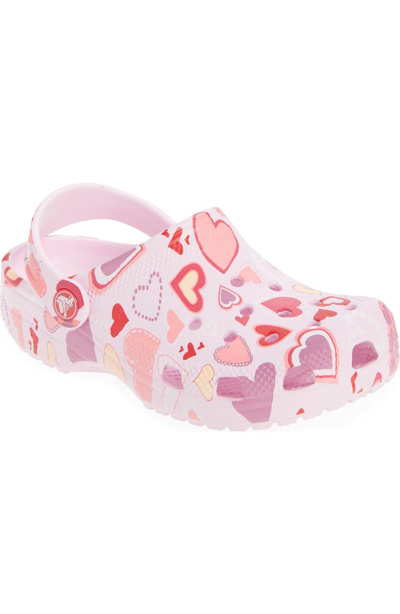 CROCS Kids' Classic Vday Clog, Main, color, Pink Milk/ Hearts