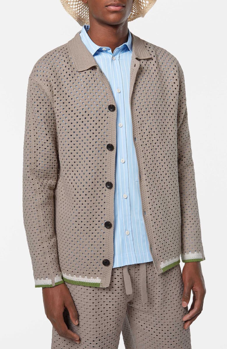 Scotch & Soda Crochet Cardigan, Main, color, Highway Grey