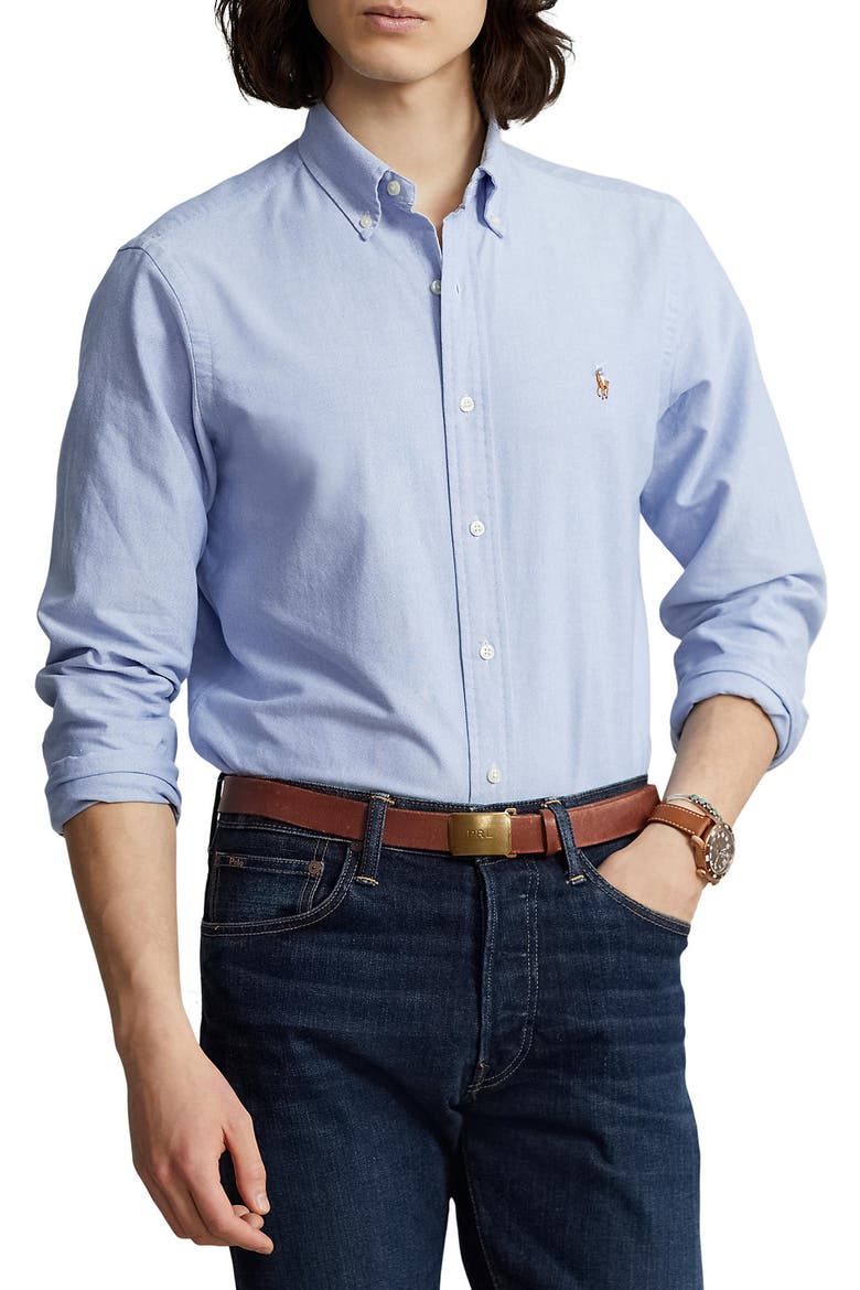 Classic Oxford Button-Down Sport Shirt, Main, color, BLUE