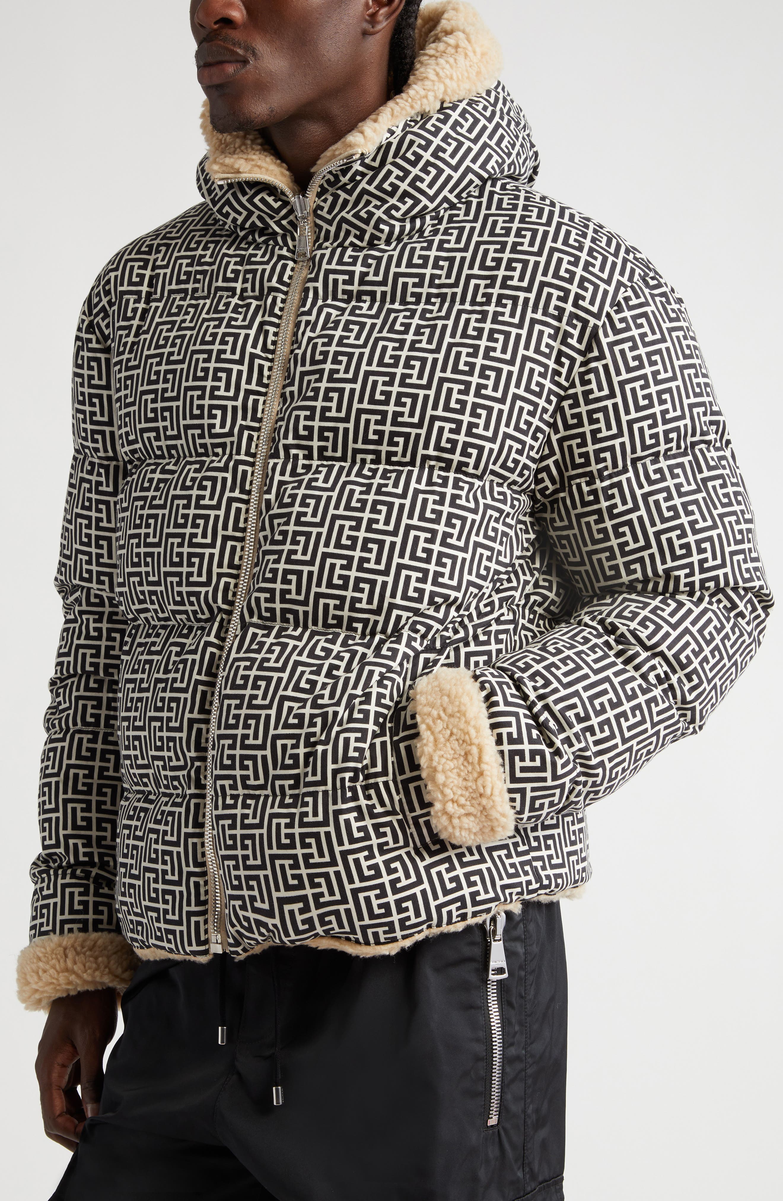 Balmain Monogram Print Reversible Bouclette Jacket (Men) | Nordstrom