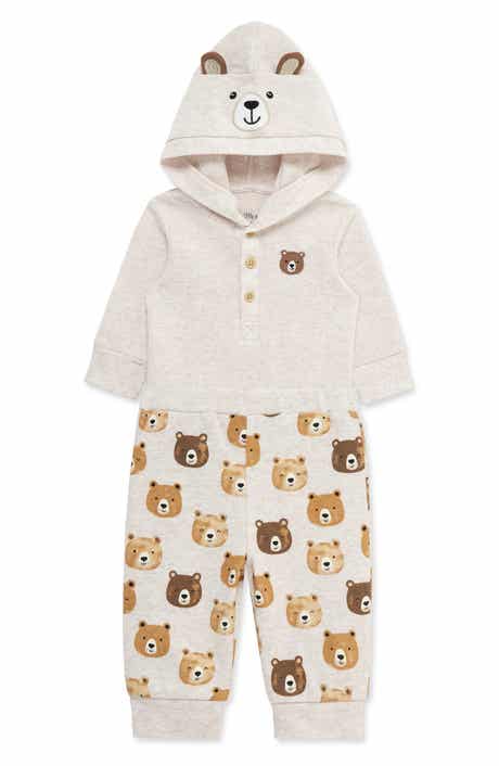 Little Me Bear Hooded Bodysuit & Joggers Set