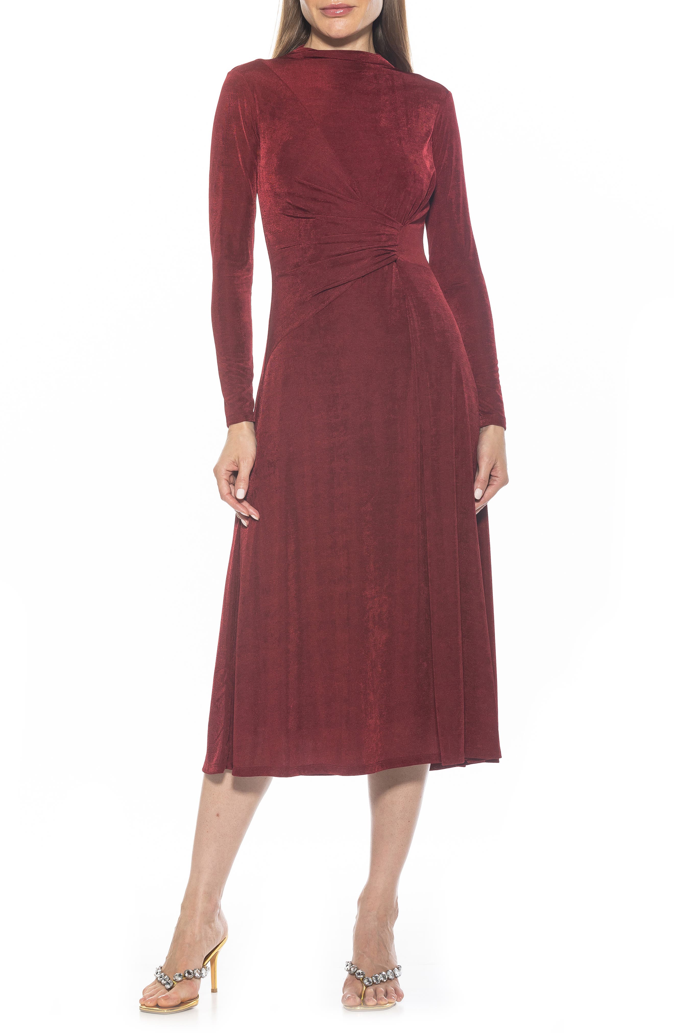 Marla Long Sleeve Draped Midi Dress - image 5