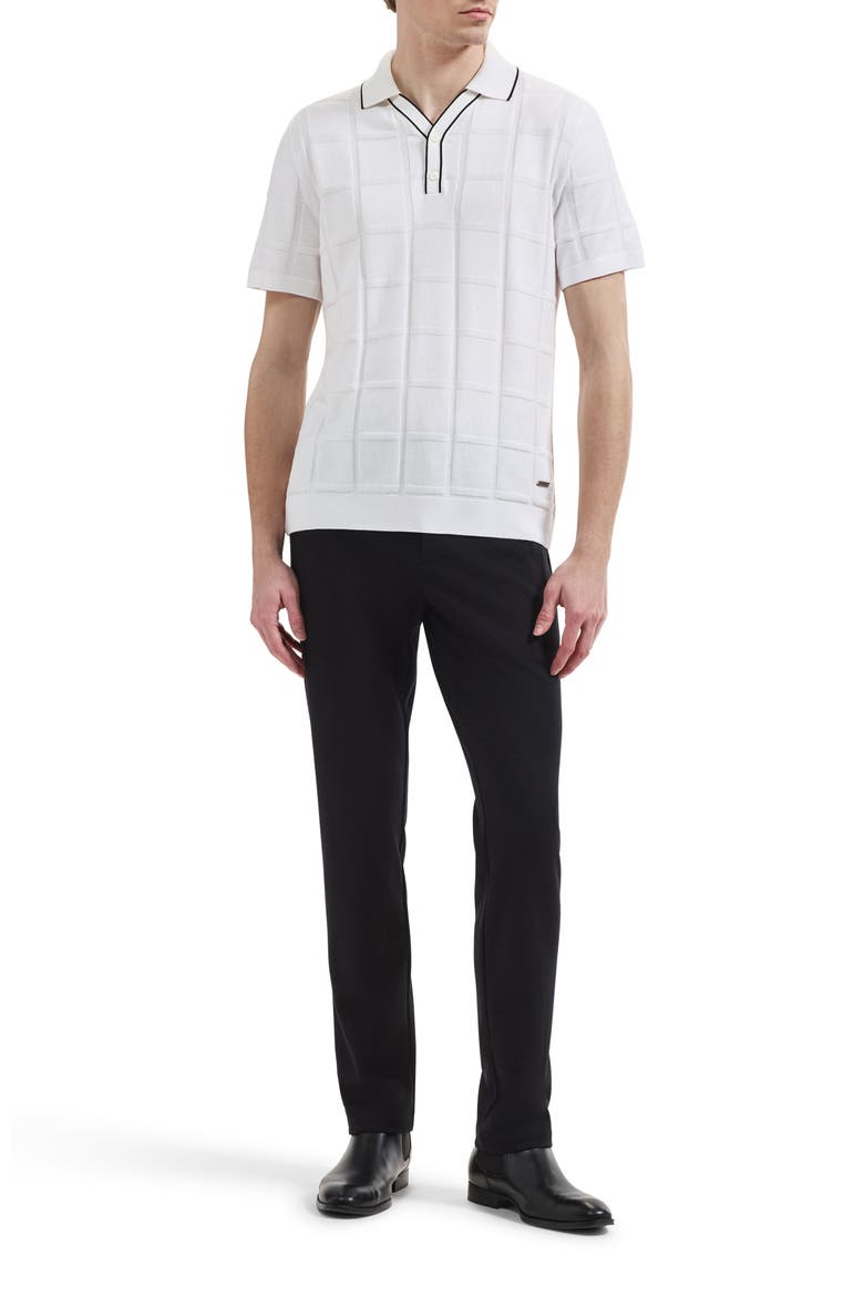 Grid Short Sleeve Cotton & Modal Sweater, Alternate, color, WHITE