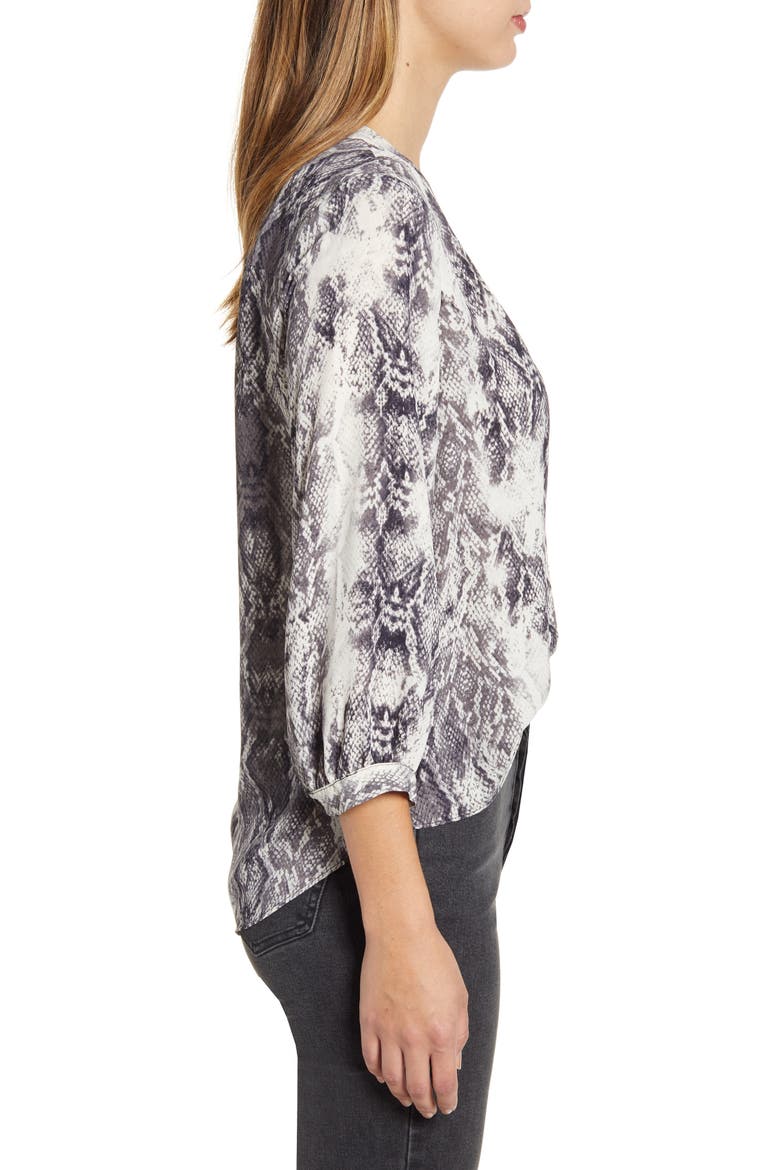 Snake Print Rumple Blouse, Alternate, color, RICH BLACK