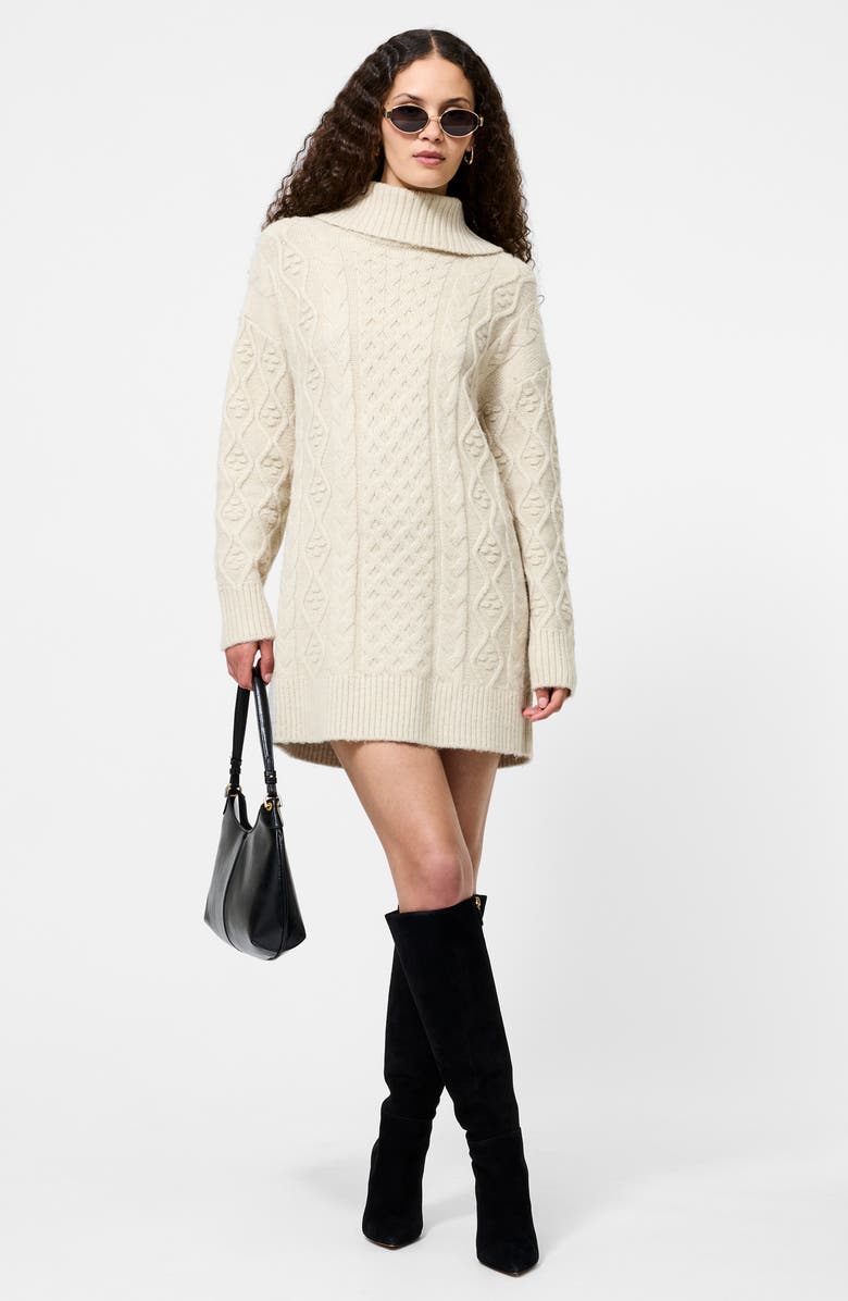 French Connection Makira Long Sleeve Cable Stitch Sweater Dress, Alternate, color, Oatmeal Mel