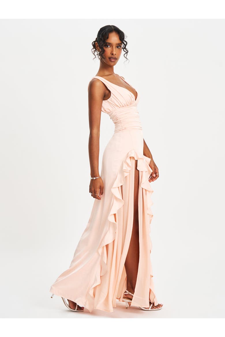 Talyssa Ruched Waist Double High Slit Maxi Gown, Alternate, color, Baby Pink