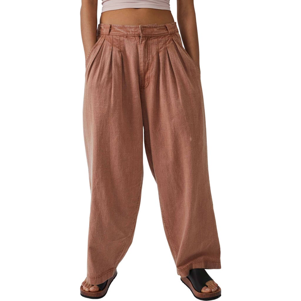 Free People Nothin To Say Pleated Trouser In Cinnamon Brulee