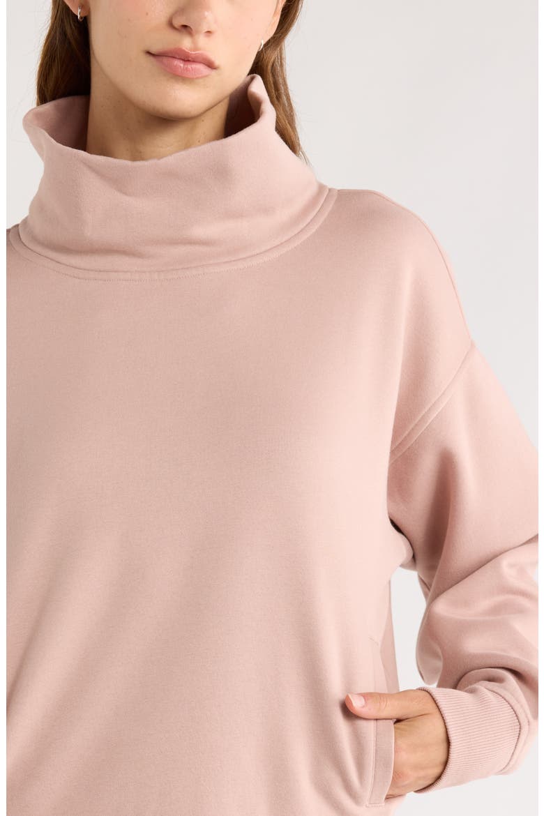 Ultracozy Fleece Funnel Neck Top, Alternate, color, PINK FAWN