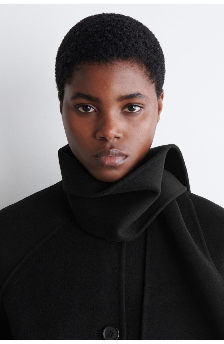 COS Double-Faced Wool Scarf Short Jacket, Alternate, color, Black