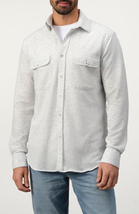 Waffle Knit Stretch Cotton Overshirt