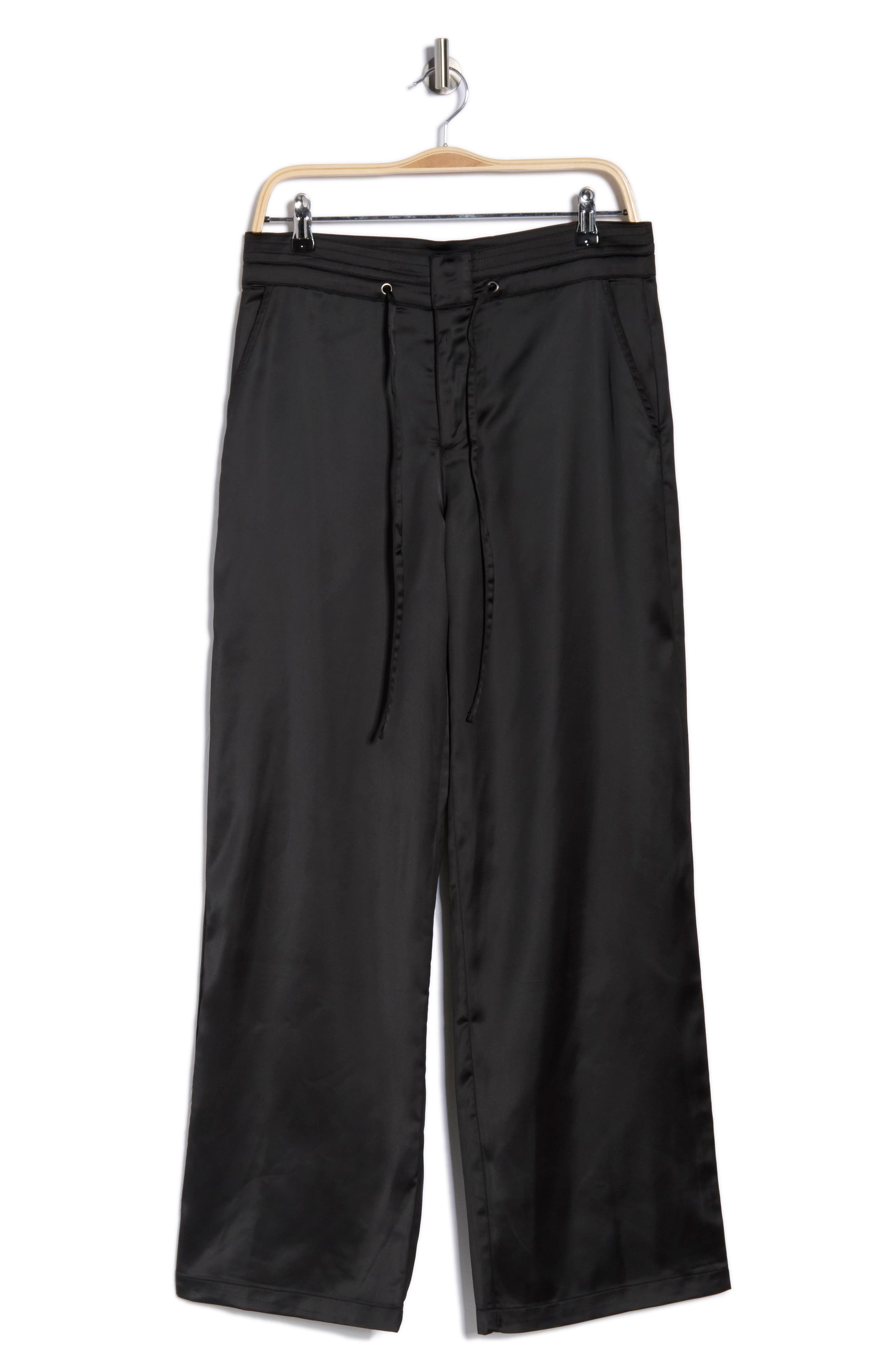 Sanctuary Drawstring Satin Pants In Black