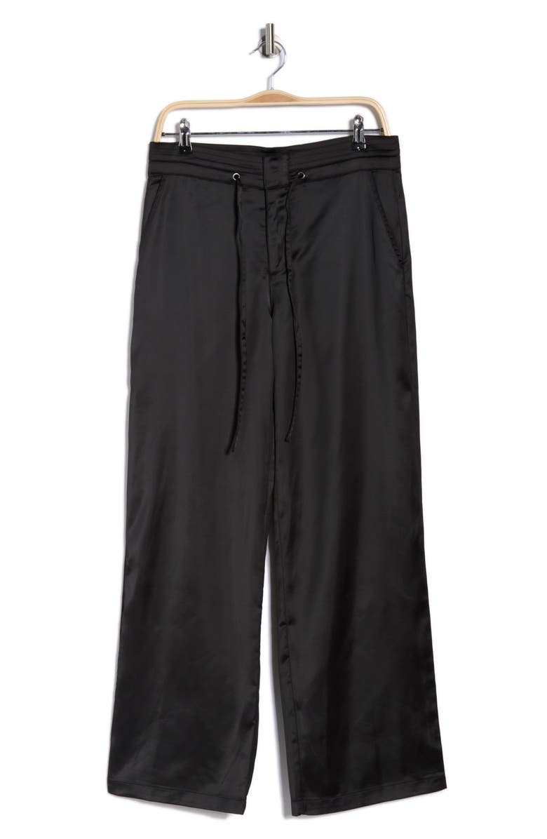 Sanctuary Drawstring Satin Pants, Main, color, Black