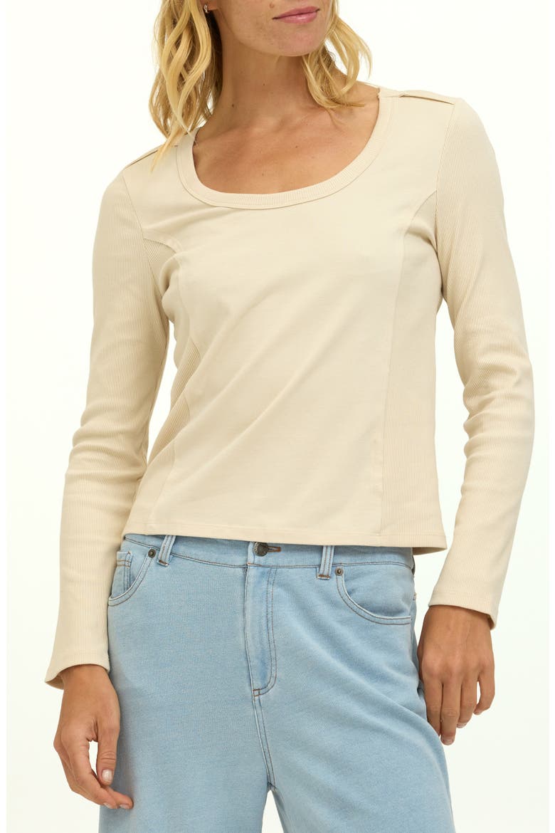 Karlene Organic Cotton Long Sleeve T-Shirt, Main, color, TAPIOCA