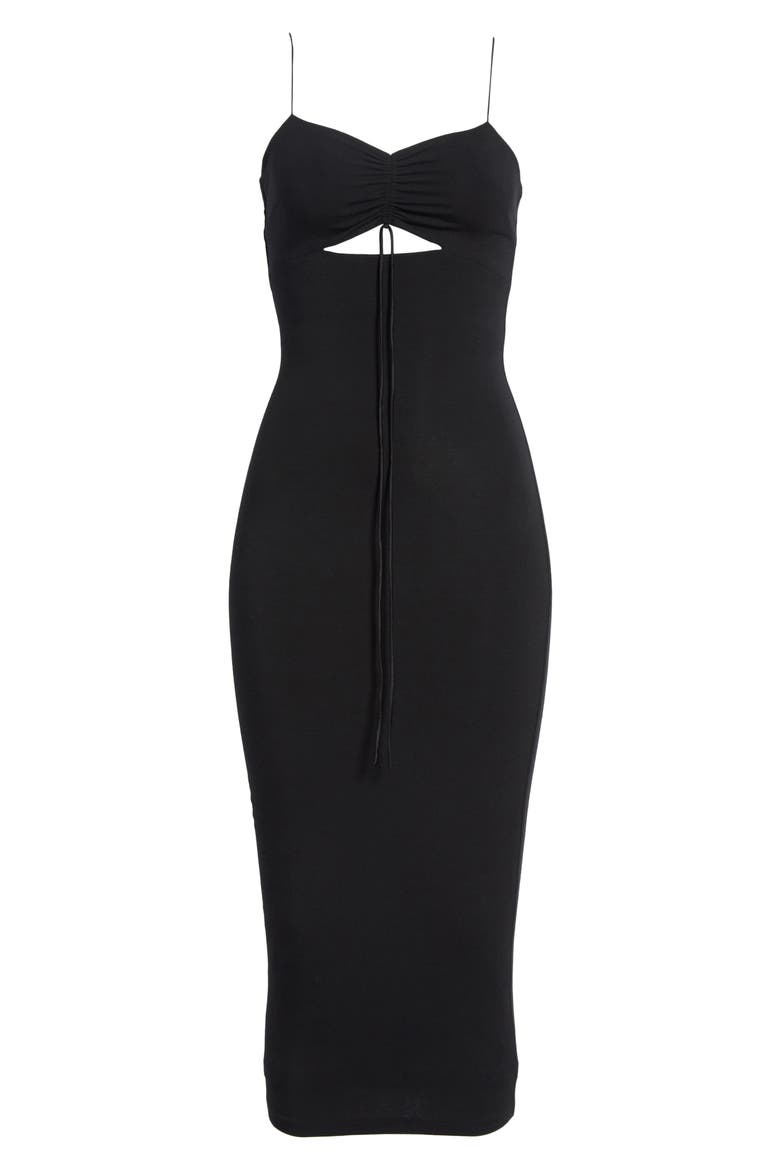 T by Alexander Wang Cutout Stretch Jersey Midi Dress, Alternate, color, BLACK