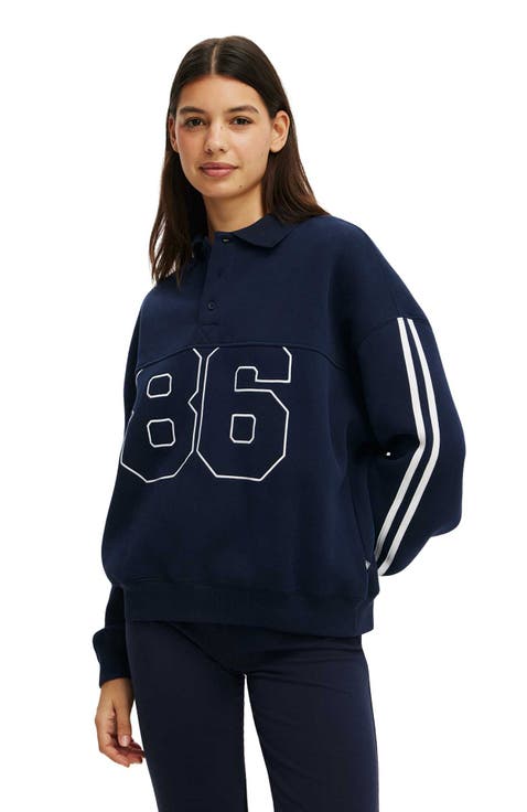 Women's Active Plush Oversized Rugby Sweatshirt