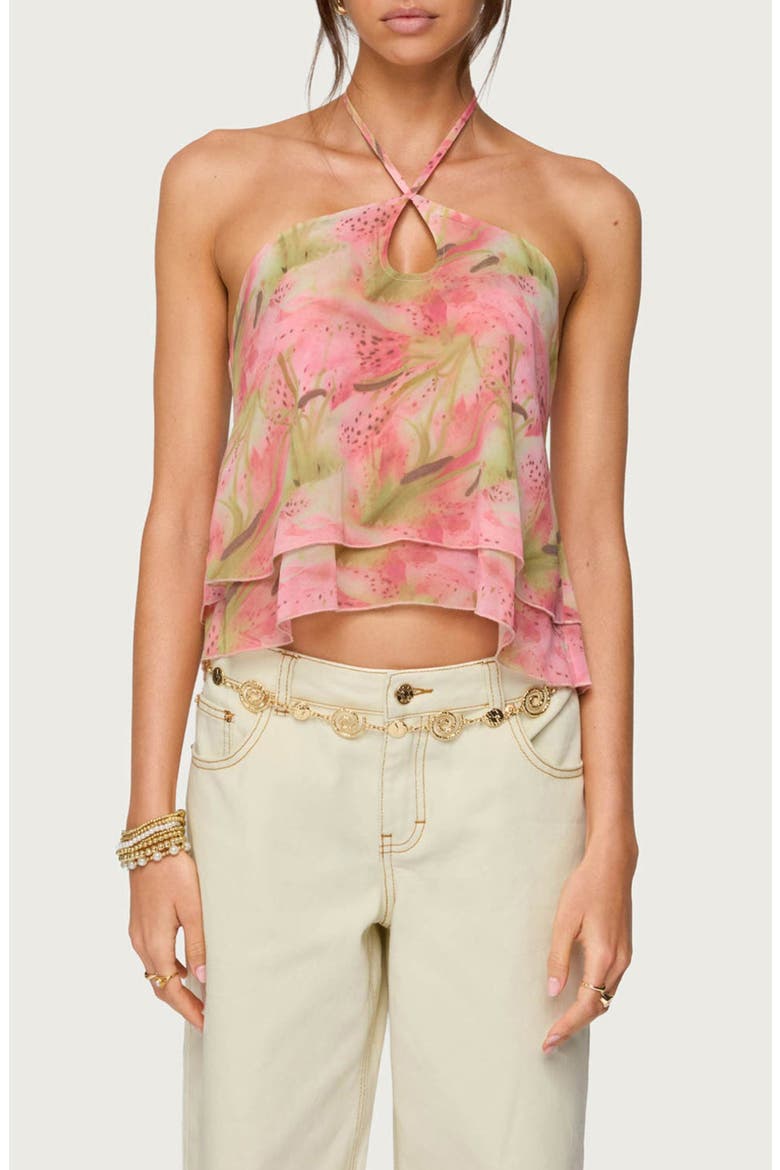 Dragon Lily Tiered Chiffon Halter Top, Main, color, MIX
