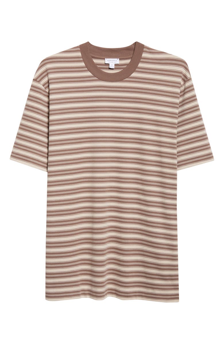 Sunspel Heavyweight Stripe Supima<sup>®</sup> Cotton T-Shirt, Alternate, color, Hazelwood/ Dark