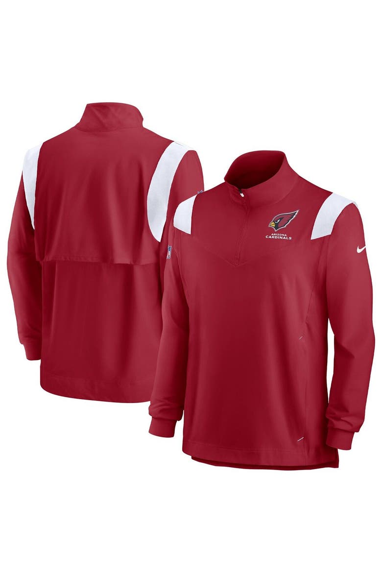Men's Nike Cardinal Arizona Cardinals Sideline Coaches Chevron Lockup Quarter-Zip Top, Main, color, Cardinal