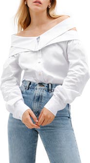 Marcella Vesper Off the Shoulder Button-Up Shirt