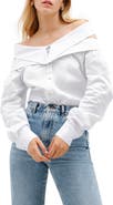 Marcella Vesper Off the Shoulder Button-Up Shirt